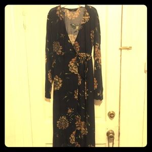 Knot Sisters Long Sleeve Floral Wrap Maxi Dress